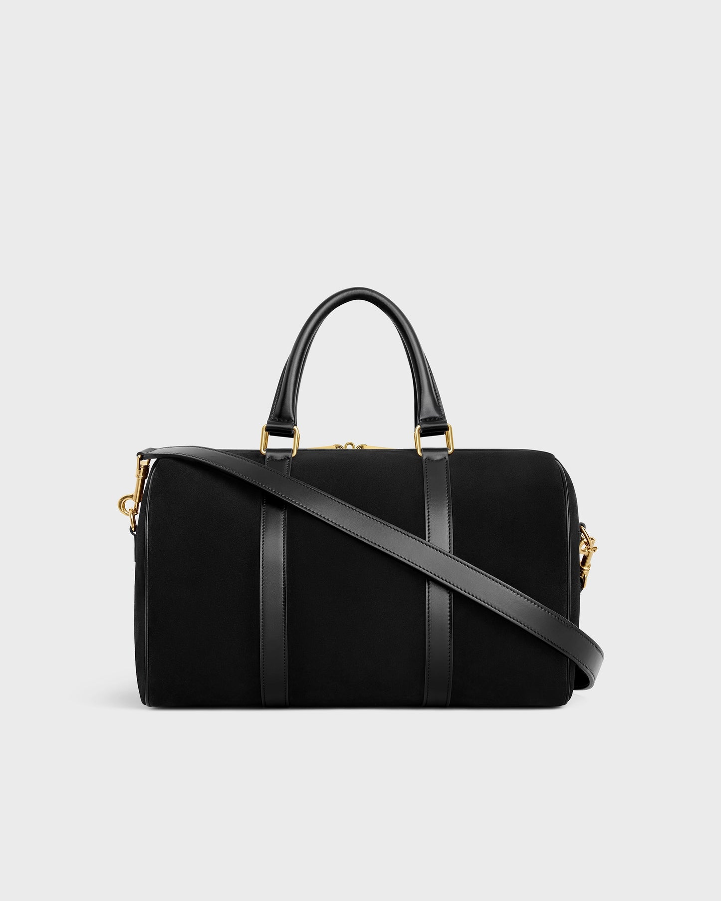 Celine Boston In Suede Calfskin Black