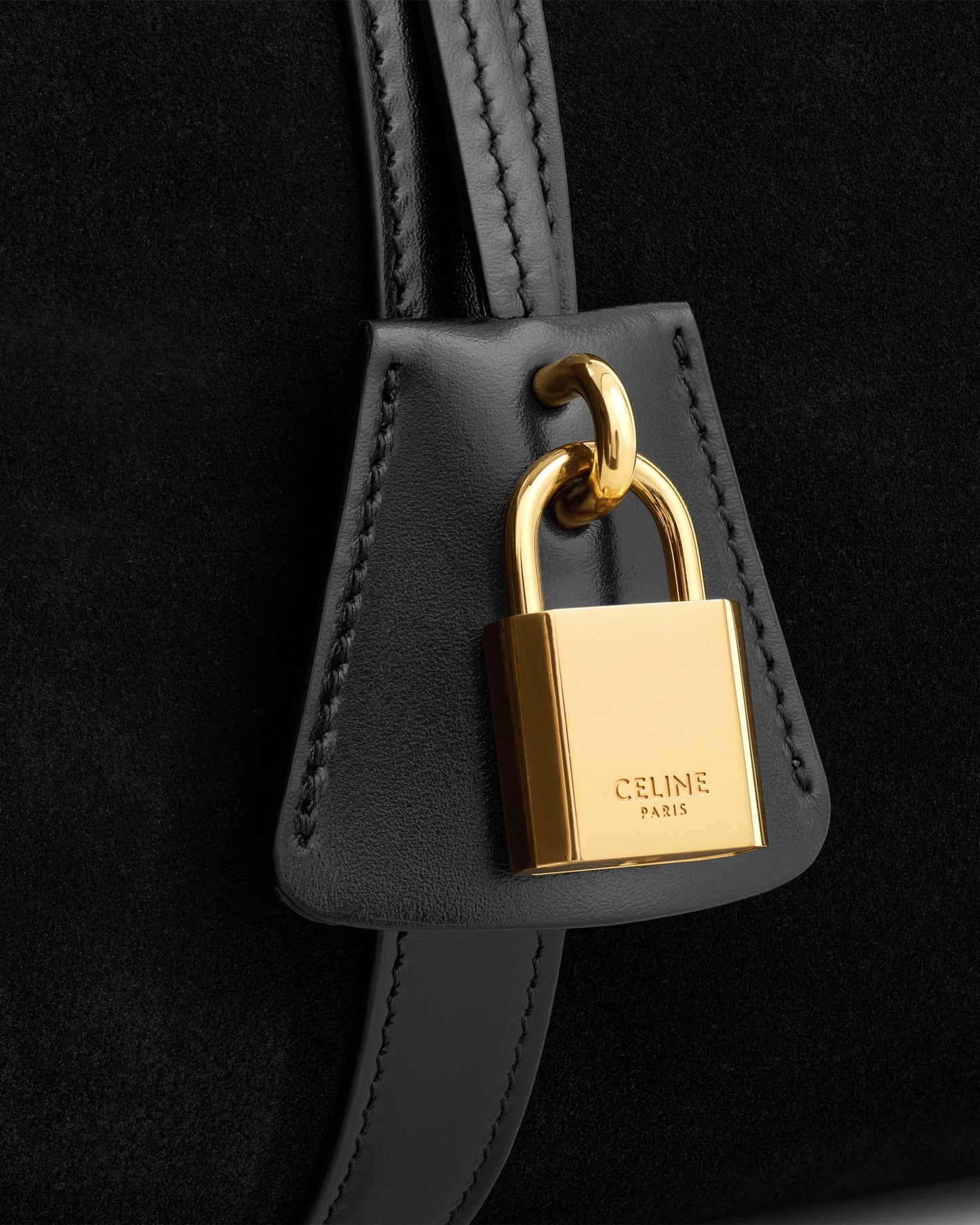 Celine Boston In Suede Calfskin Black