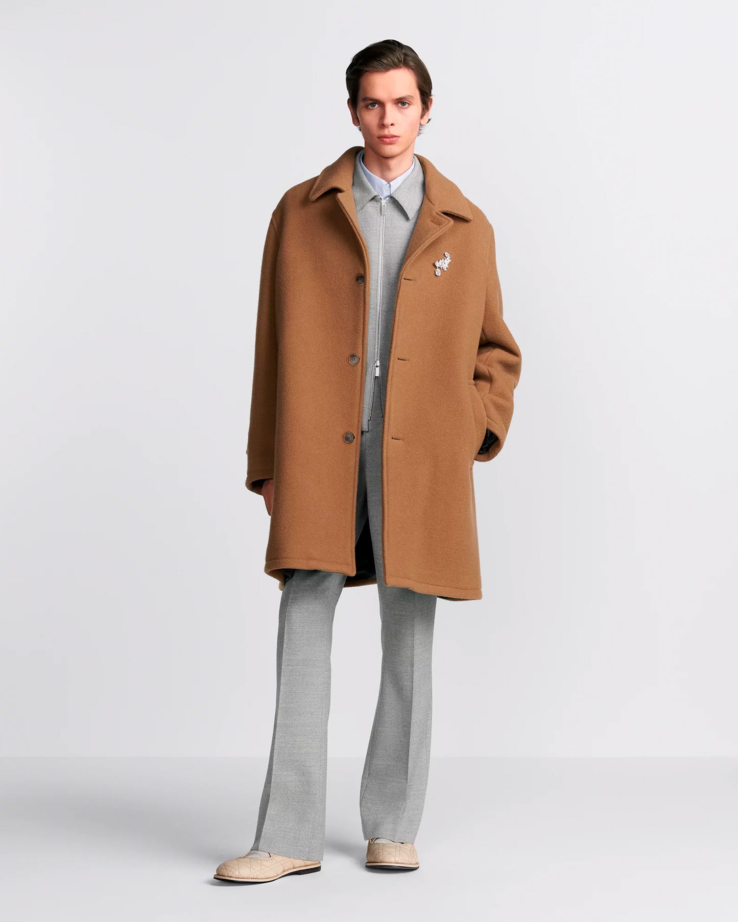 Dior Coat with Raglan Sleeves Brown Virgin Wool