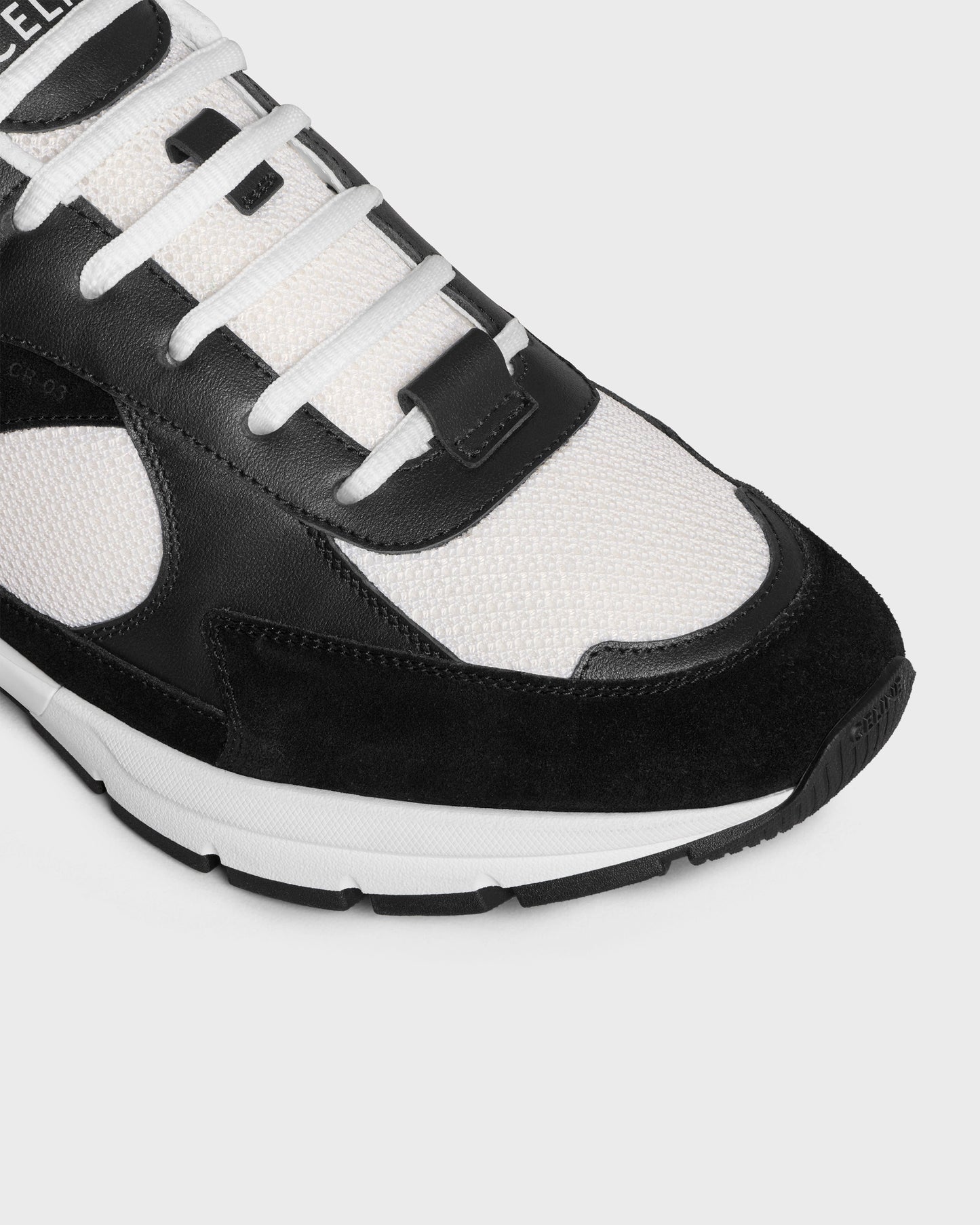 Celine Runner CR-03 Sneaker In Mesh Calfskin Suede Black Optic White