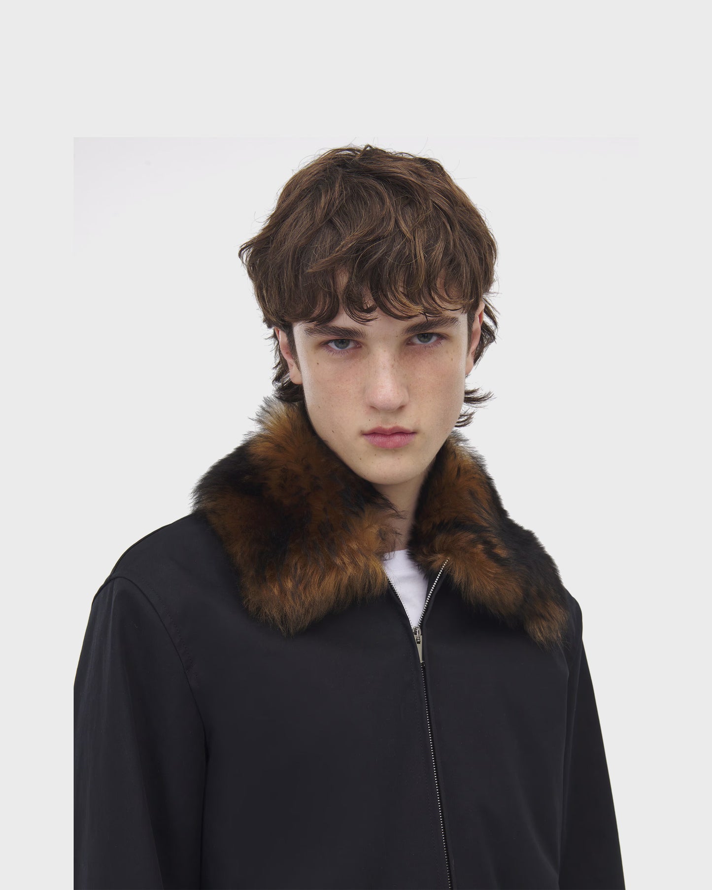 Alexander McQueen Shearling Detail Blouson in Black/brown