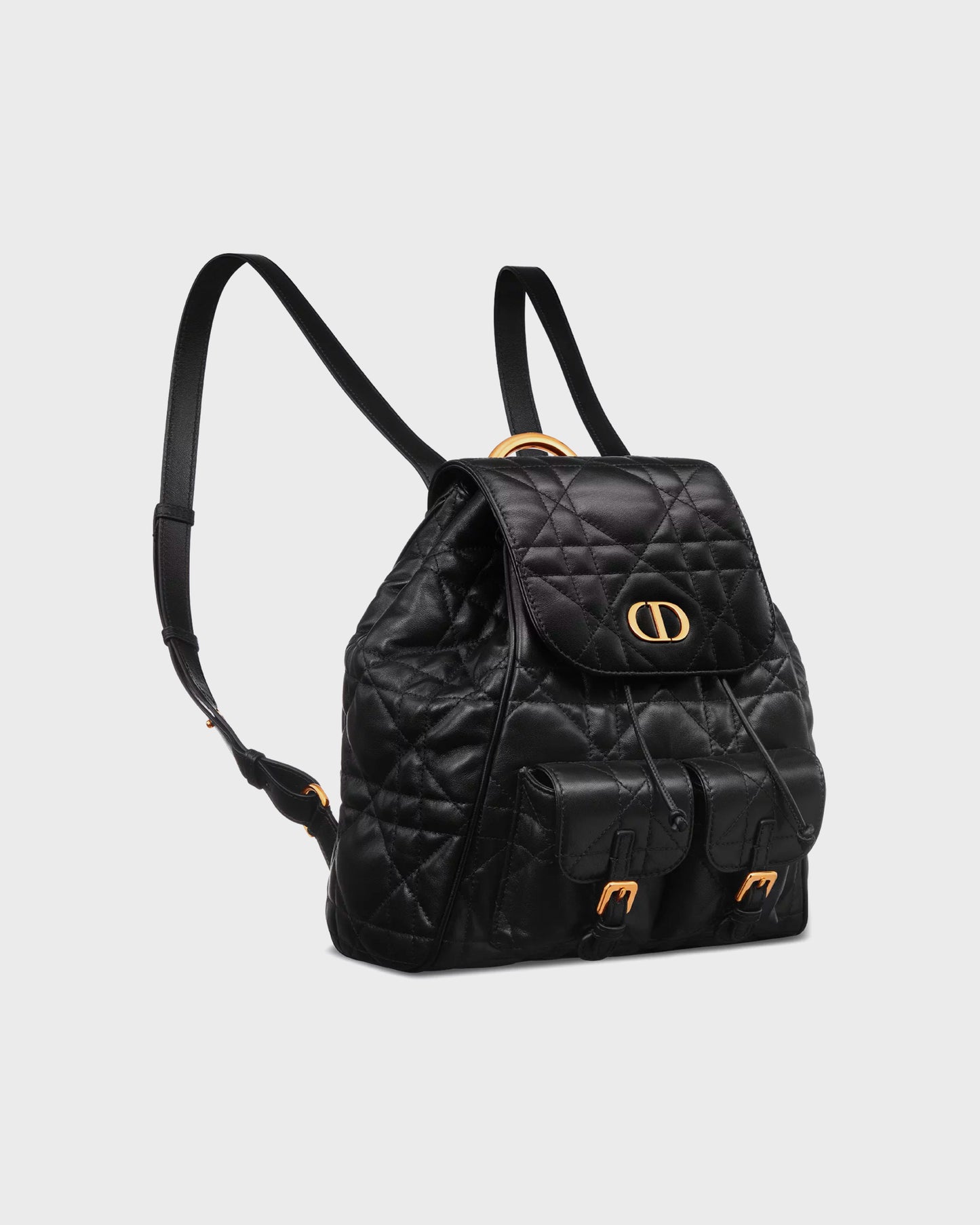 Dior Medium Caro Backpack Black Macrocannage Lambskin