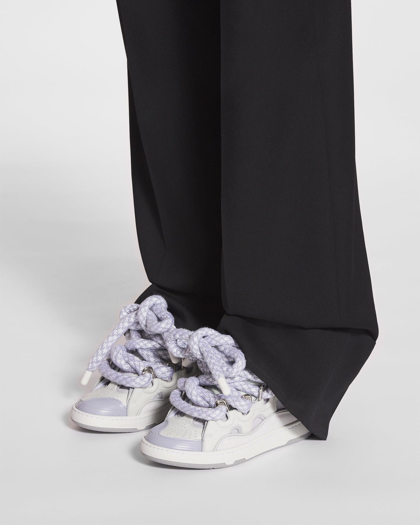 Lanvin Curb Sneakers Snake Laces White