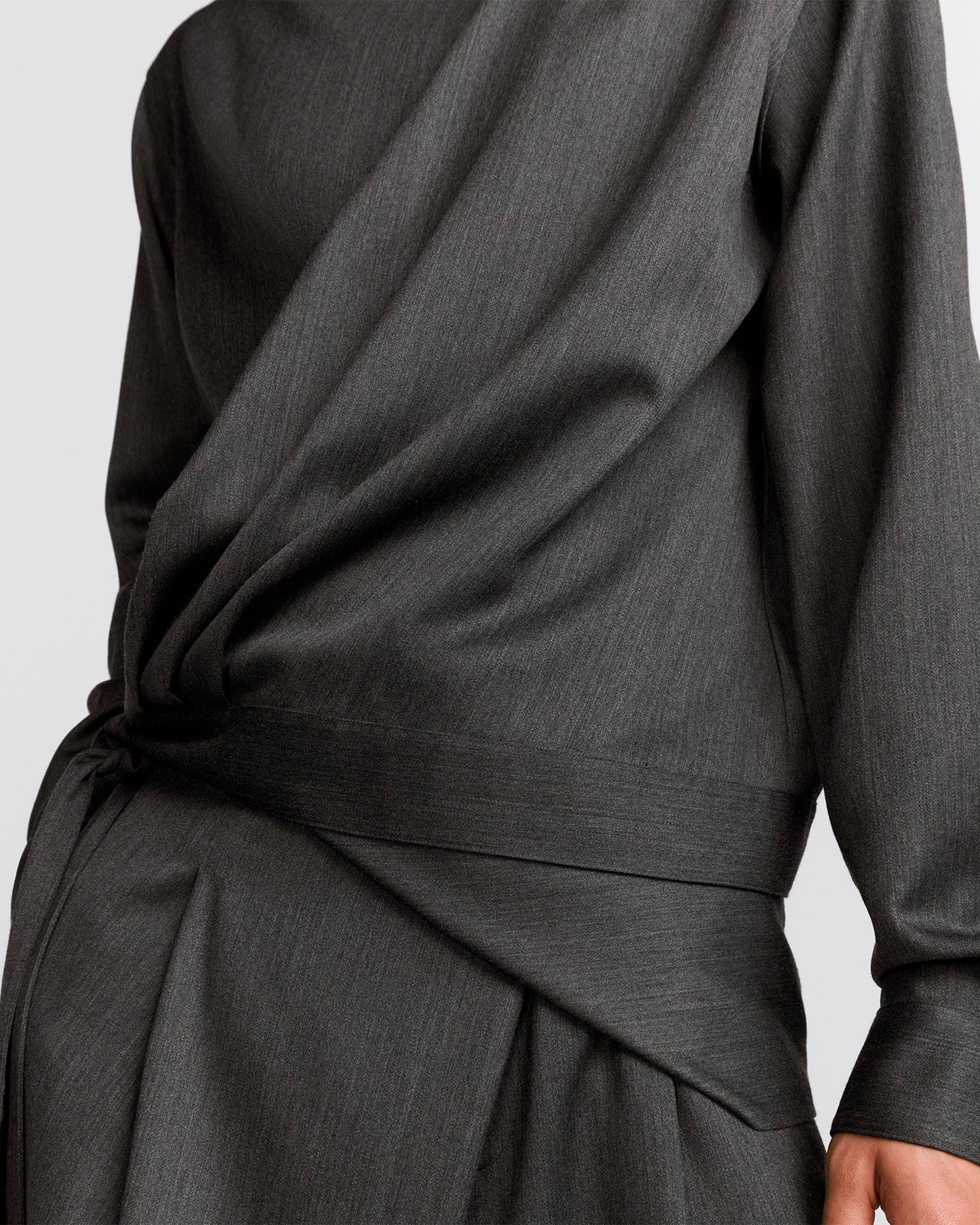 Dior Draped Shirt Anthracite Gray Virgin Wool Twill