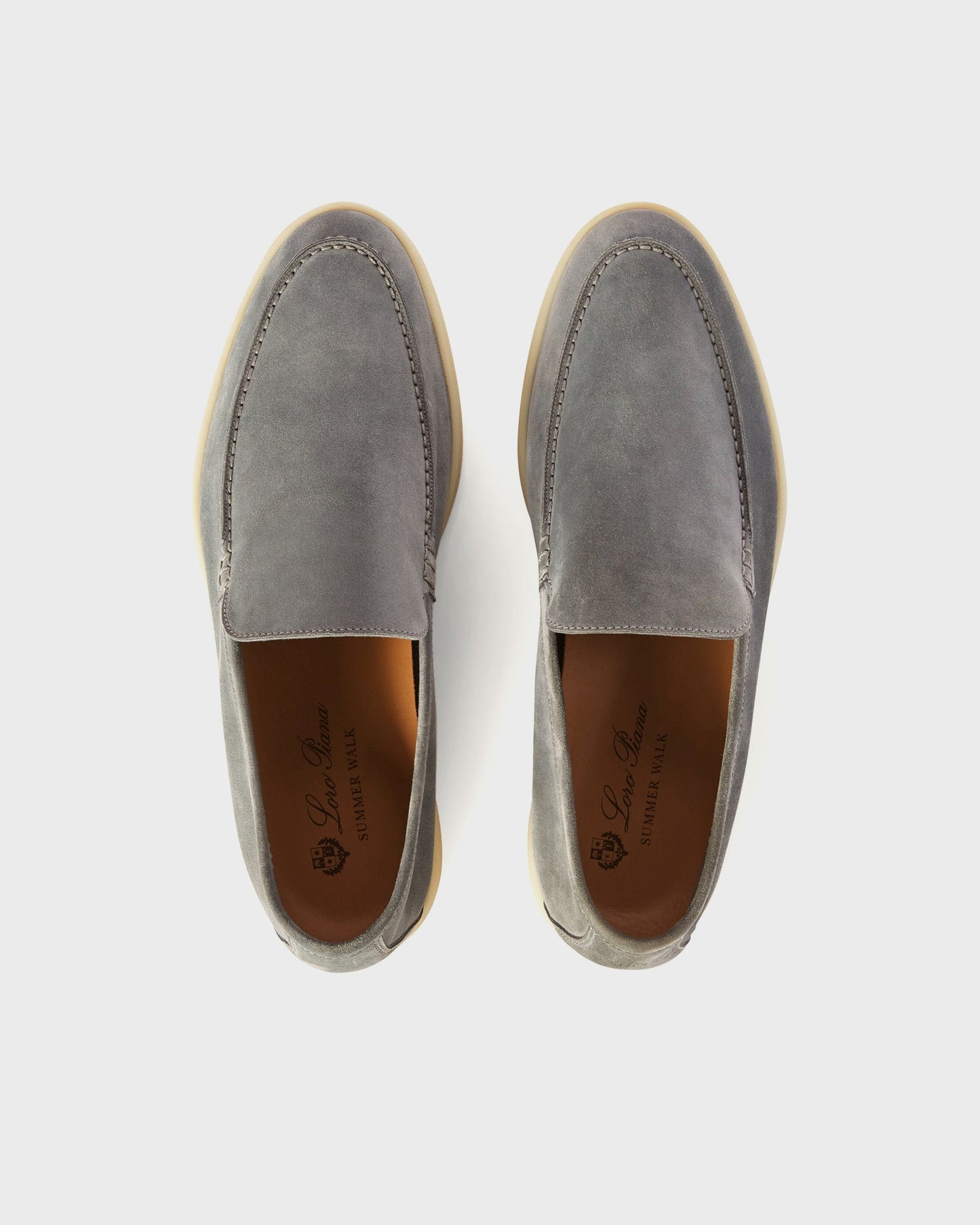 Loro Piana Summer Walk Loafers Gull Gray