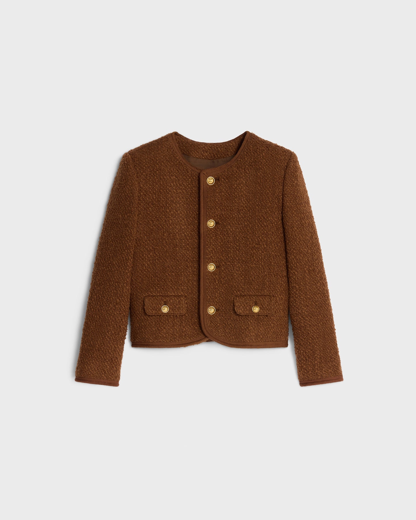 Celine Chelsea Jacket In Mohair Wool Tweed Noisette